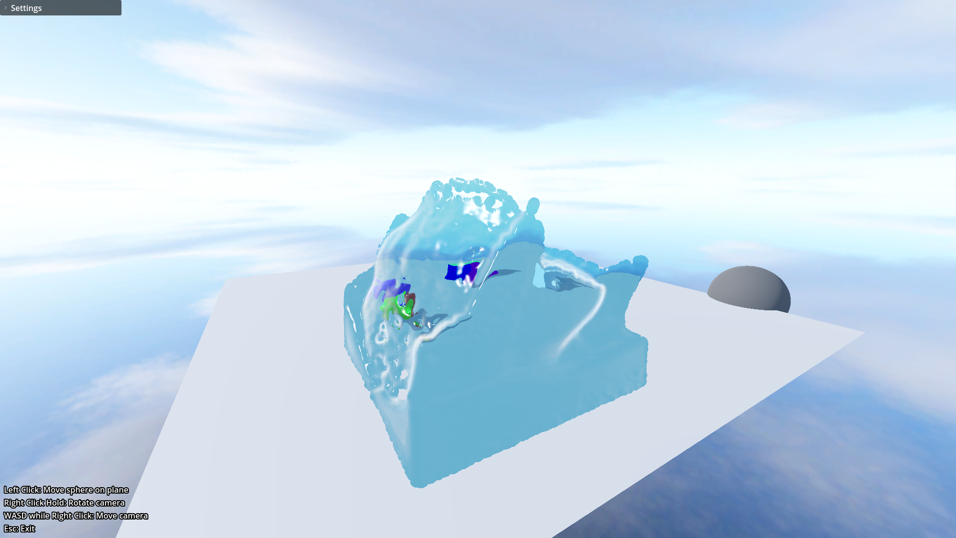 Fluidsim After I dragged the sphere through the fluid