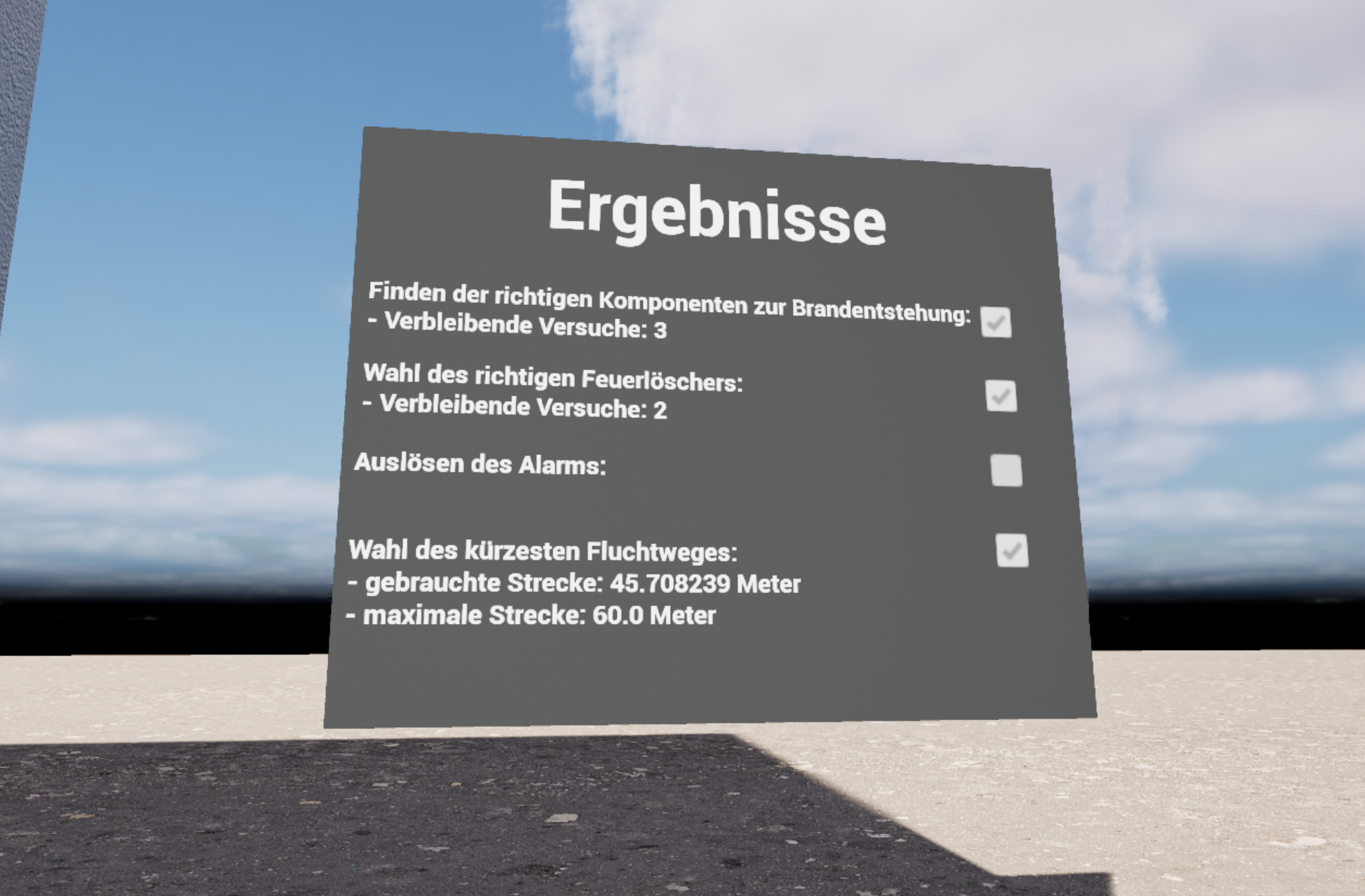 Results screen