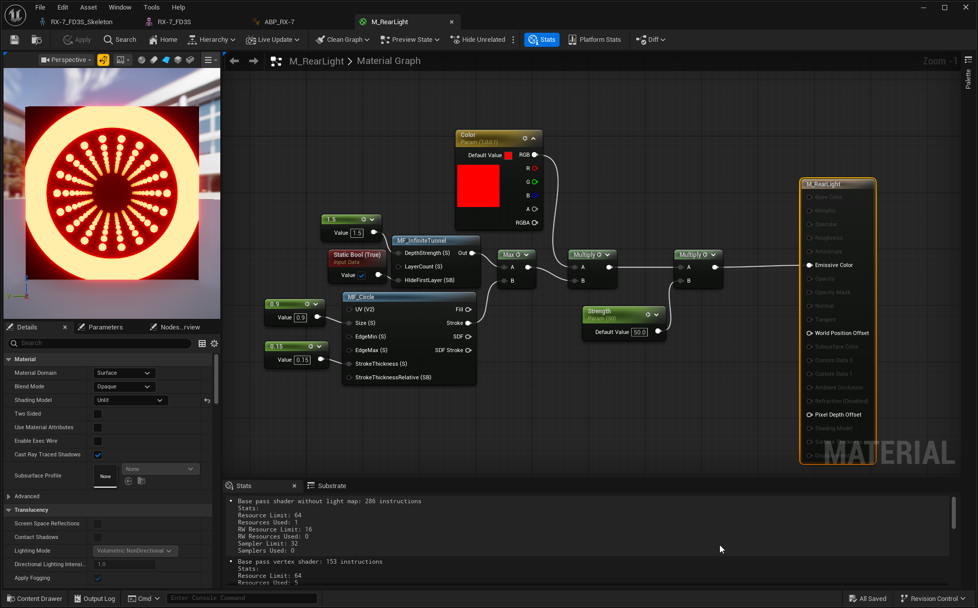 Screenshot of taillight shader